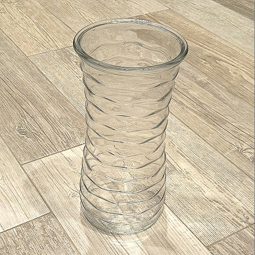 Textured Clear Glass Vase 9.5 Inches Tall